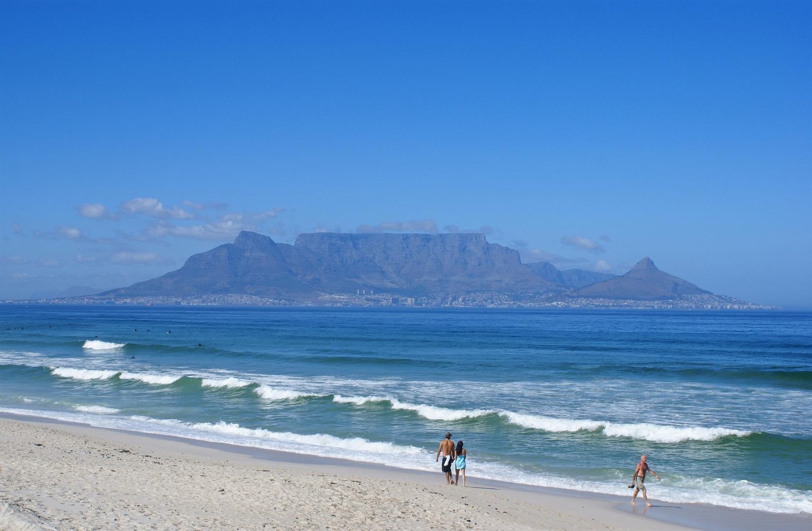 Table Mountain and Cape Town coastline at golden hour
